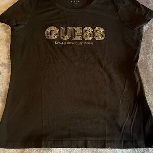 GUESS Black Tee with Multicolor Logo
